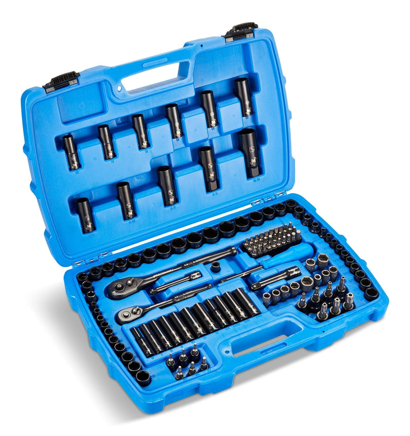 Socket Set, 122-pc, SAE/Metric, CRV, Black Steel Finish Q6G3