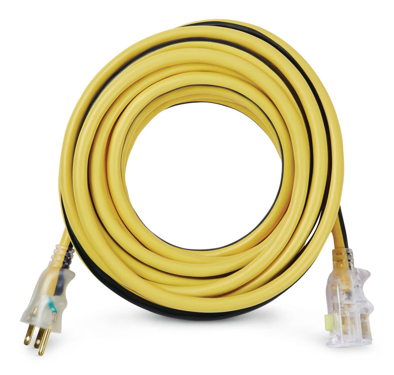 25-ft 12/3 Outdoor Extension Cord with Grounded Outlet, Lighted End and Locking Connector, Yellow/Black Z1V9