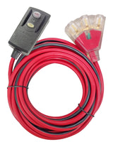 6-ft 14/3 Outdoor GFCI Extension Cord with 3 Grounded Outlets, Lighted End, Block/Red J6I7 - product image 3