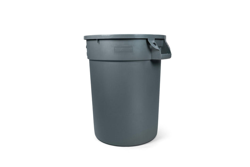 Commercial Circular Outdoor Garbage Can with Lid, Grey X7U9