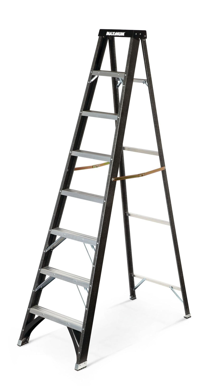 Grade 1 Fibreglass Heavy-Duty Industrial Step Ladder, 250-lb, 8-ft L5W9