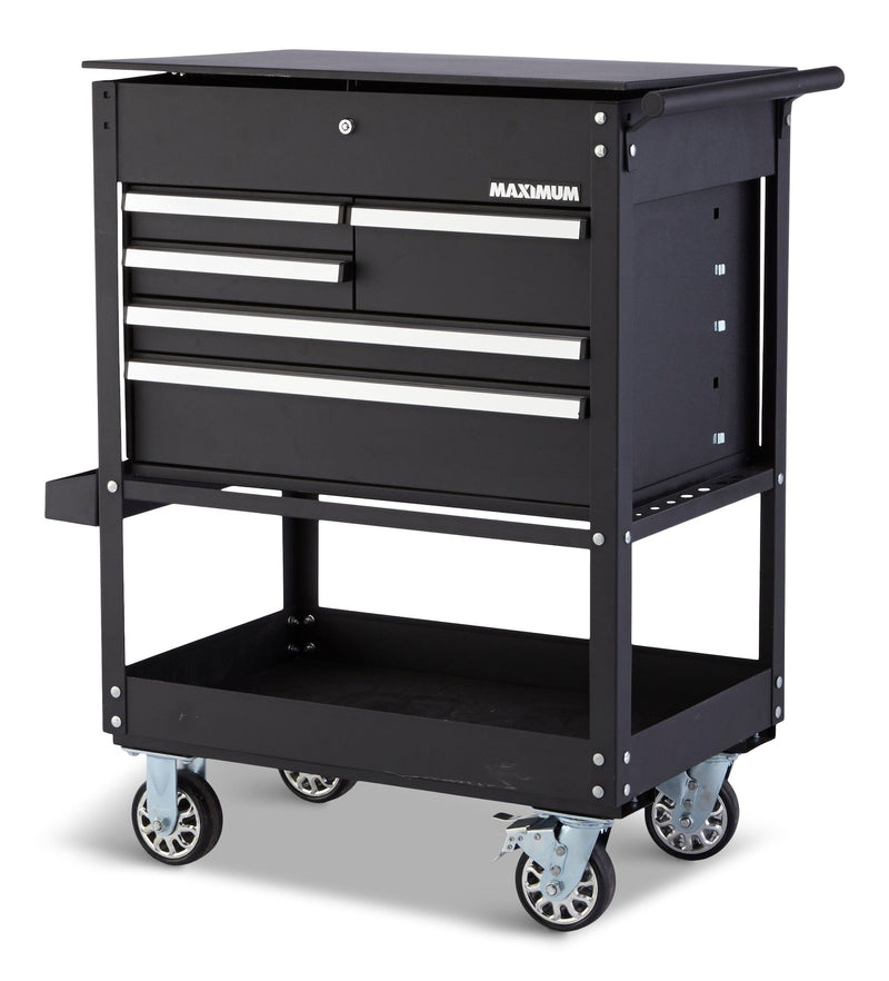 Rolling Mechanics Tool Cart with 5 Drawers, Black, 30-in K4L9