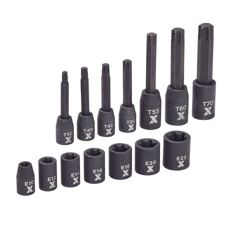 Torx & E-Torx Impact Bit Socket Set, 14-pc, SAE/Metric D3O4