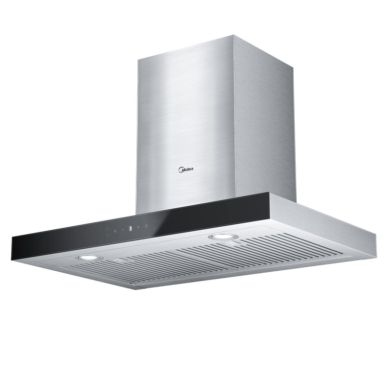 Glass 450CFM T-Shape Kitchen Exhaust Fan Range Hood with Gesture Controls, Stainless Steel, 30-in E6A3