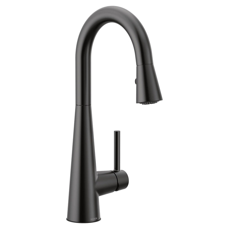Sleek Single Handle High Arc Pull Down Kitchen Faucet, Matte Black G8G8
