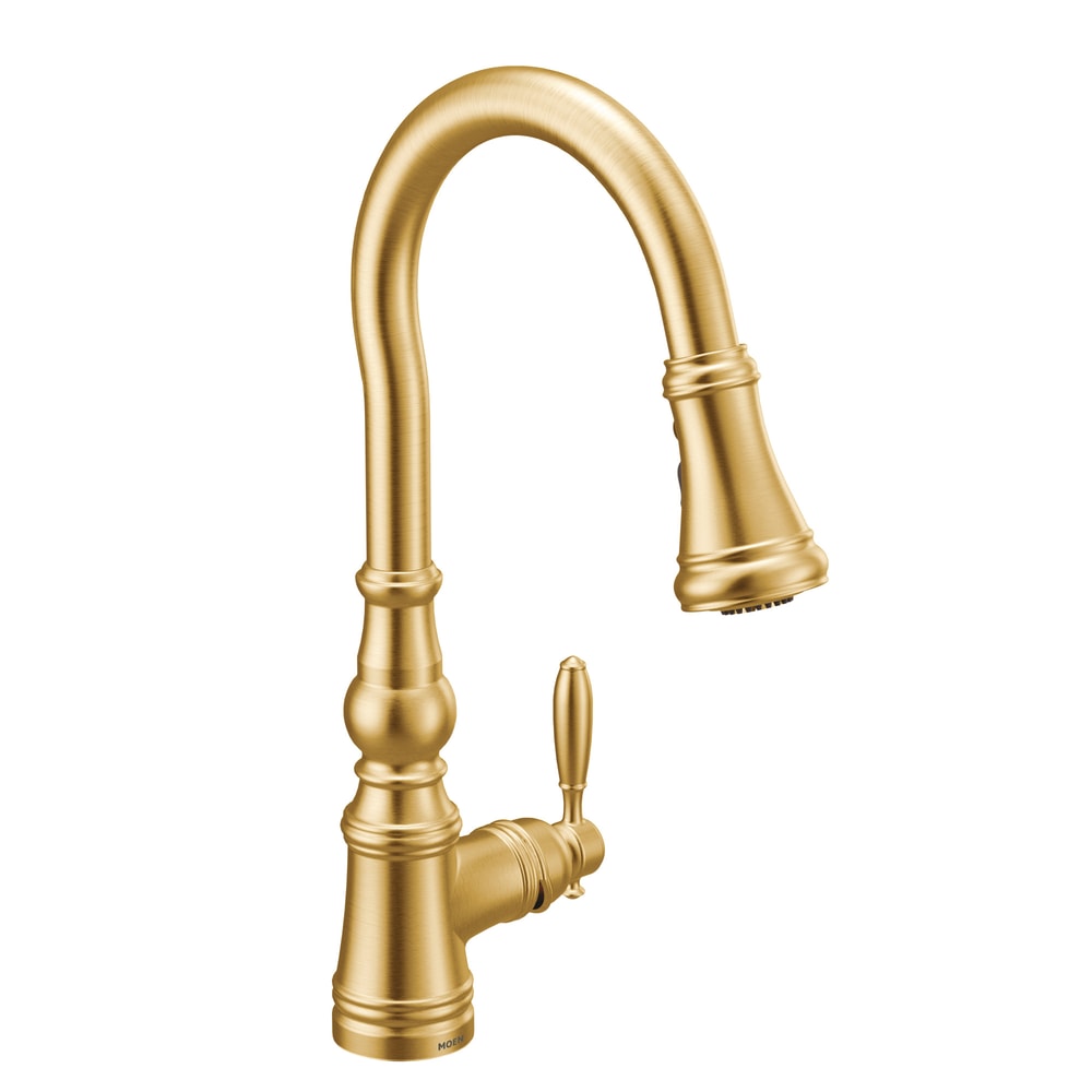 Weymouth Single Handle High Arc Pull Down Sprayer Kitchen Faucet with Power Boost, Brushed Gold U0L8 - product image 2