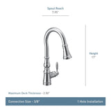 Weymouth Single Handle High Arc Pull Down Sprayer Kitchen Faucet with Power Boost, Brushed Gold U0L8 - product image 3