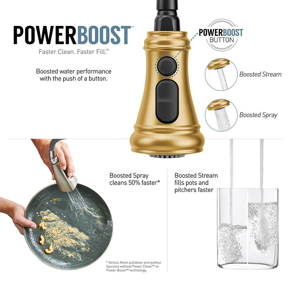 Weymouth Single Handle High Arc Pull Down Sprayer Kitchen Faucet with Power Boost, Brushed Gold U0L8 - product image 4