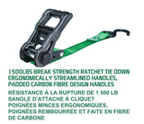 1,500-lb Carbon Ratchet Tie Downs, Weatherproof, 1-in x 14-ft, 4-pk, Green B6I3 - product image 4