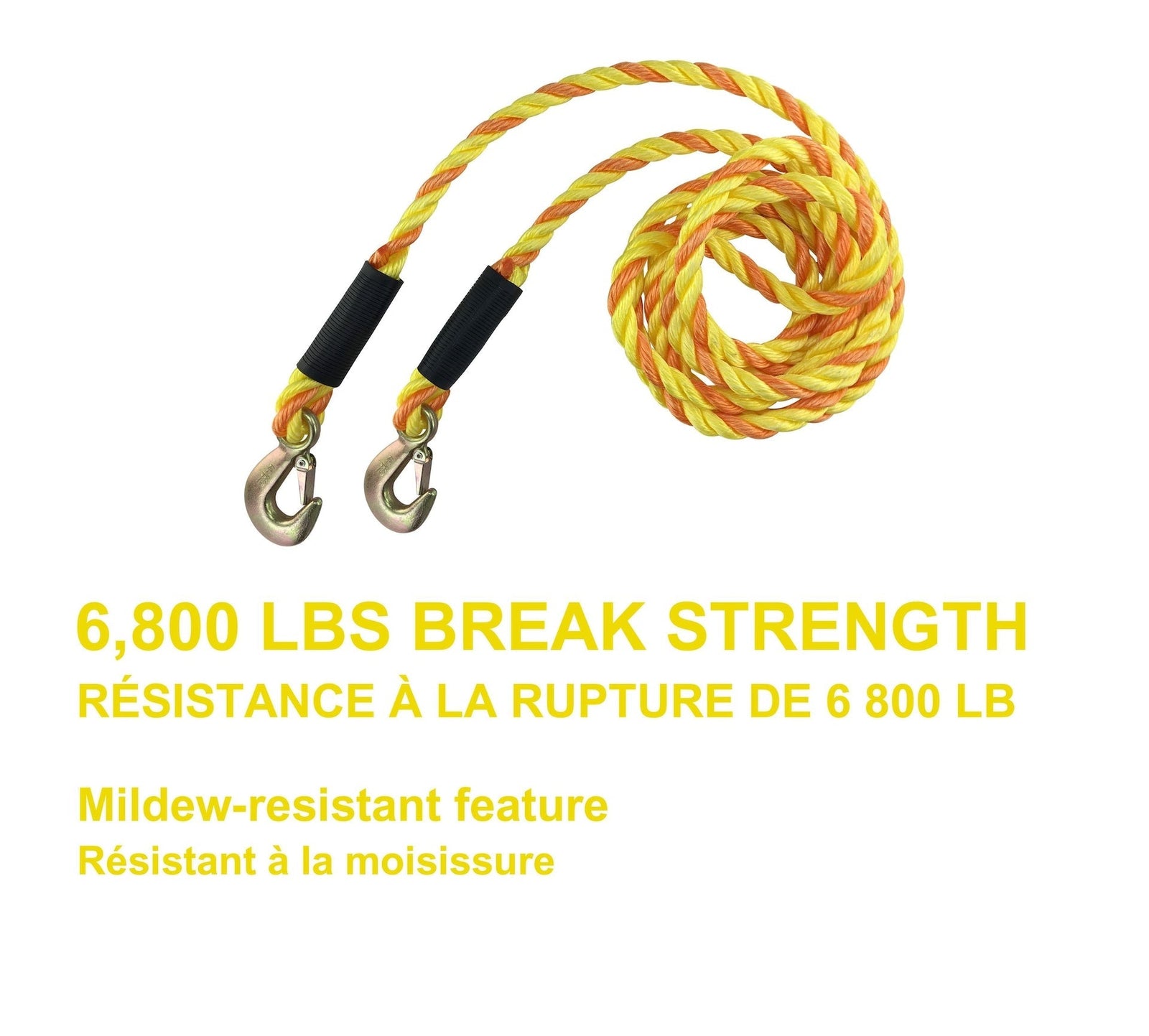 6,800-lb Tow Rope, with Rust-Resistant Hooks, 5/8-in x 14-ft Q2J5 - product image 3
