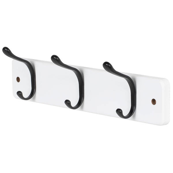 13.6" Modern Wall 3 Hook Rack, White B4X0