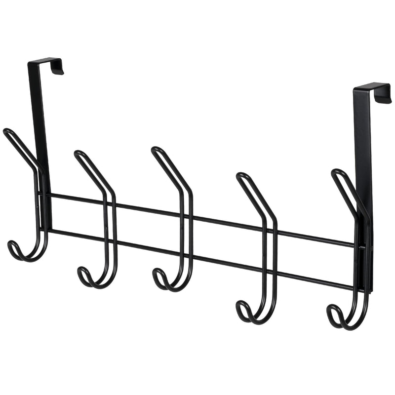 19" Over The Door Double Metal 5 Hook, Black M4F7