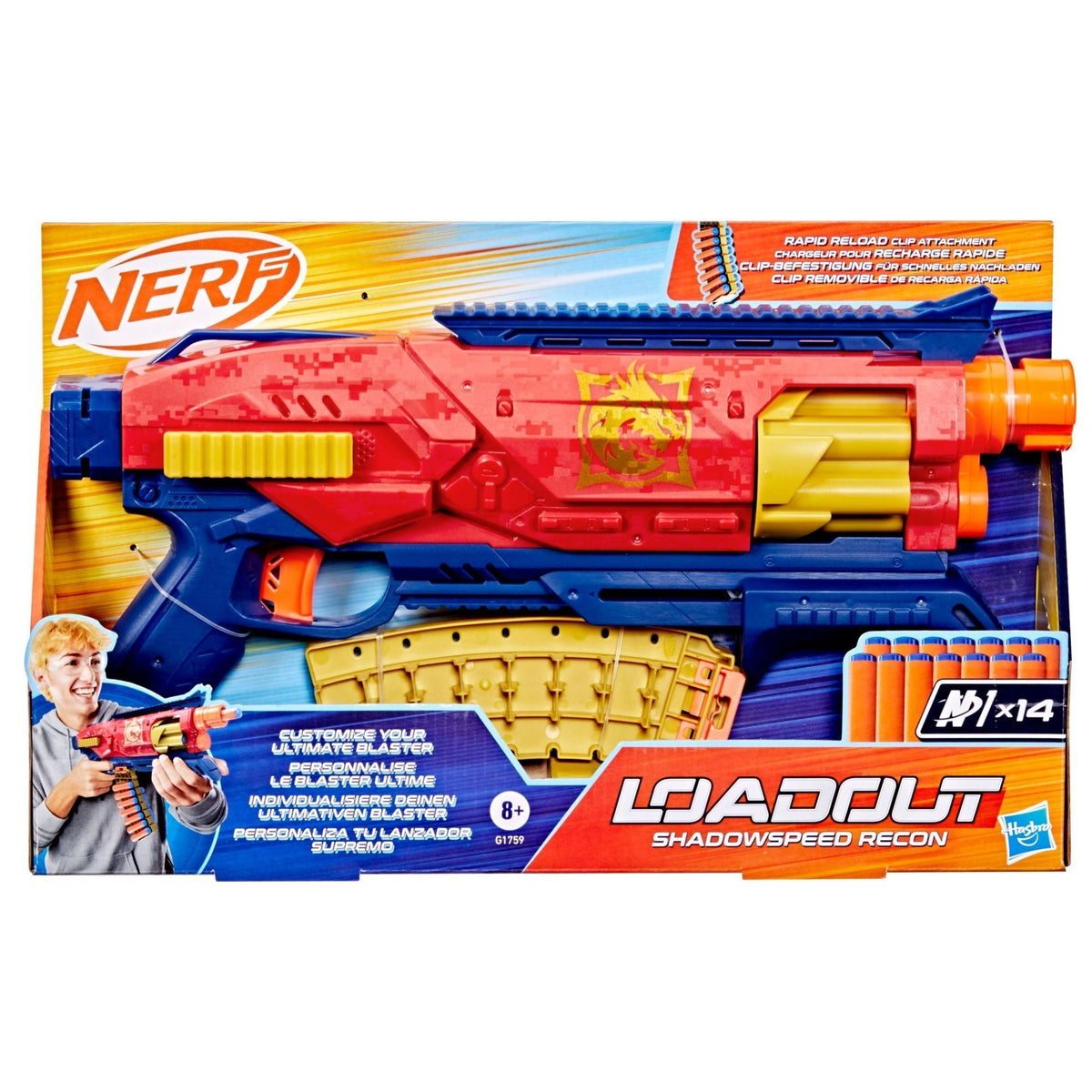 Loadout Shadowspeed Recon Dart Blaster with Dart Storage Attachment and 14 N1 Darts E3U0 - product image 2