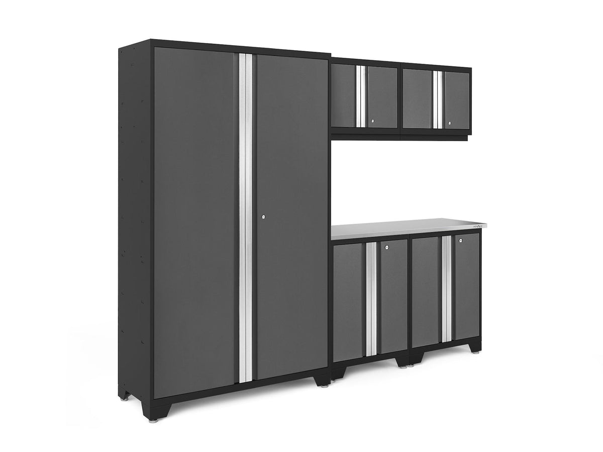 Bold 3.0 Series 24-Gauge Steel Garage Cabinetry Set with Stainless Steel Top, Partial Assembly, 96-in x 18-in x 72-in, 6-pc G0P1 - product image 2