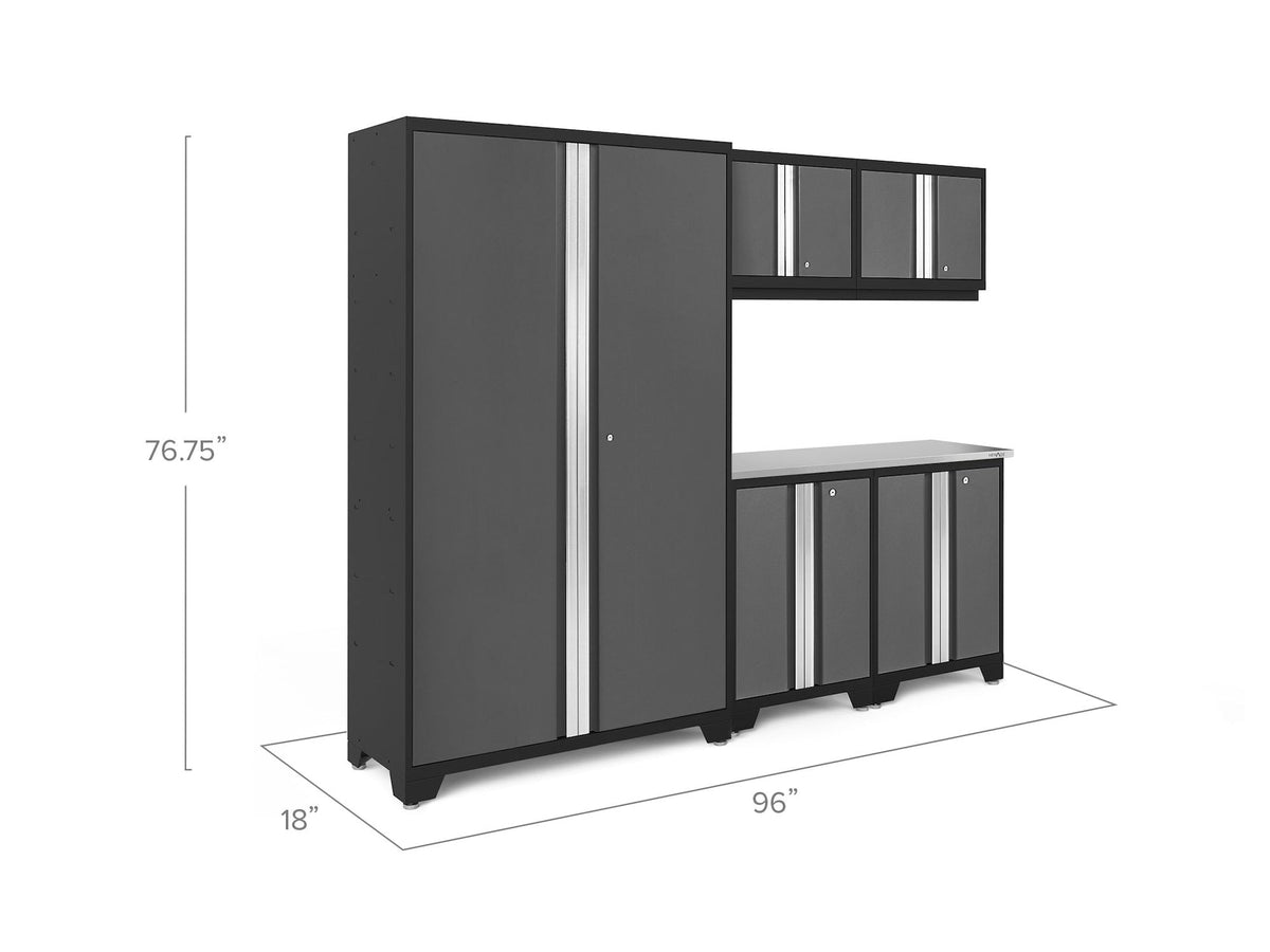 Bold 3.0 Series 24-Gauge Steel Garage Cabinetry Set with Stainless Steel Top, Partial Assembly, 96-in x 18-in x 72-in, 6-pc G0P1 - product image 4