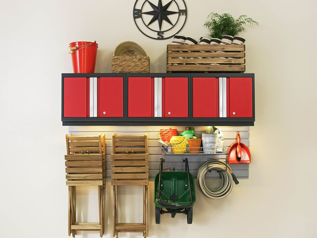 Bold 3.0 Series All-in-One Lockable Steel Garage Cabinetry Set with Stainless Steel Top, Black/Red, 48-in x 18-in x 76.75-in, 5-pc R4N1 - product image 3