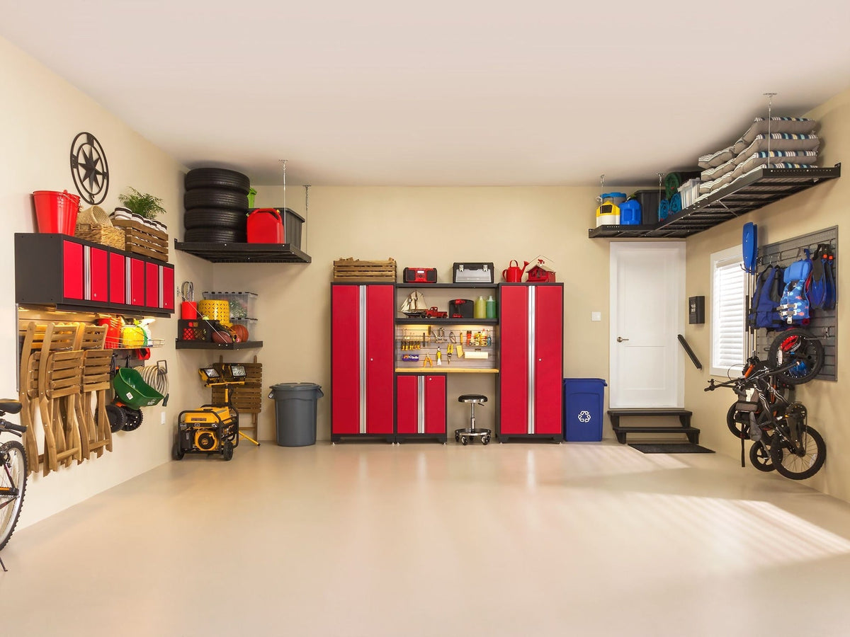 Bold 3.0 Series All-in-One Lockable Steel Garage Cabinetry Set with Stainless Steel Top, Black/Red, 48-in x 18-in x 76.75-in, 5-pc R4N1 - product image 5