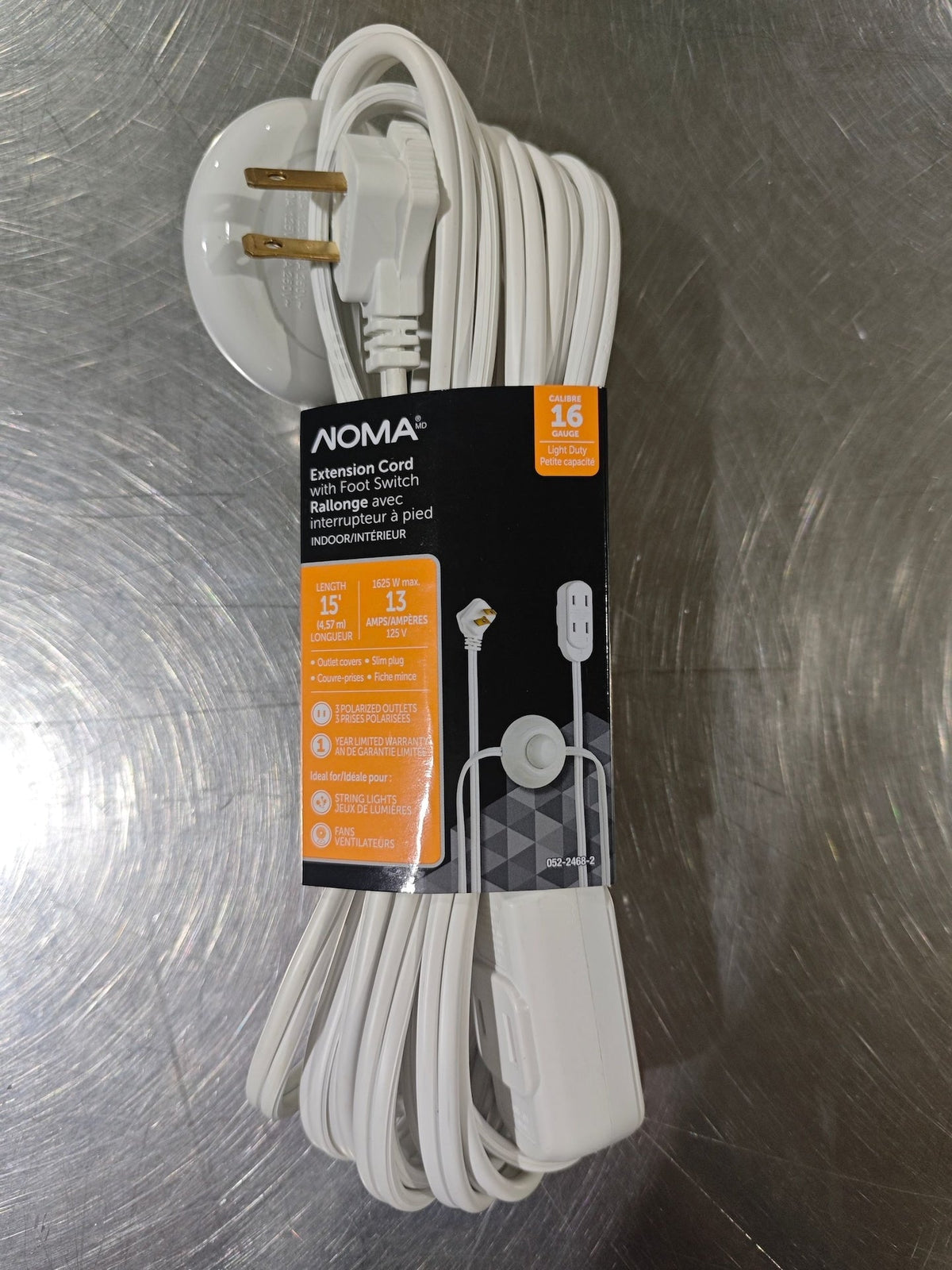 14-ft 7-in 16/2 Indoor Extension Cord, ON/OFF Foot Switch, White V0N4 - product image 2