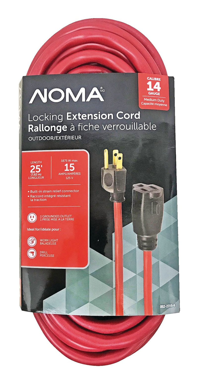 14/3 Outdoor Extension Cord with Grounded Outlet & Locking Connector, Red I4Z1