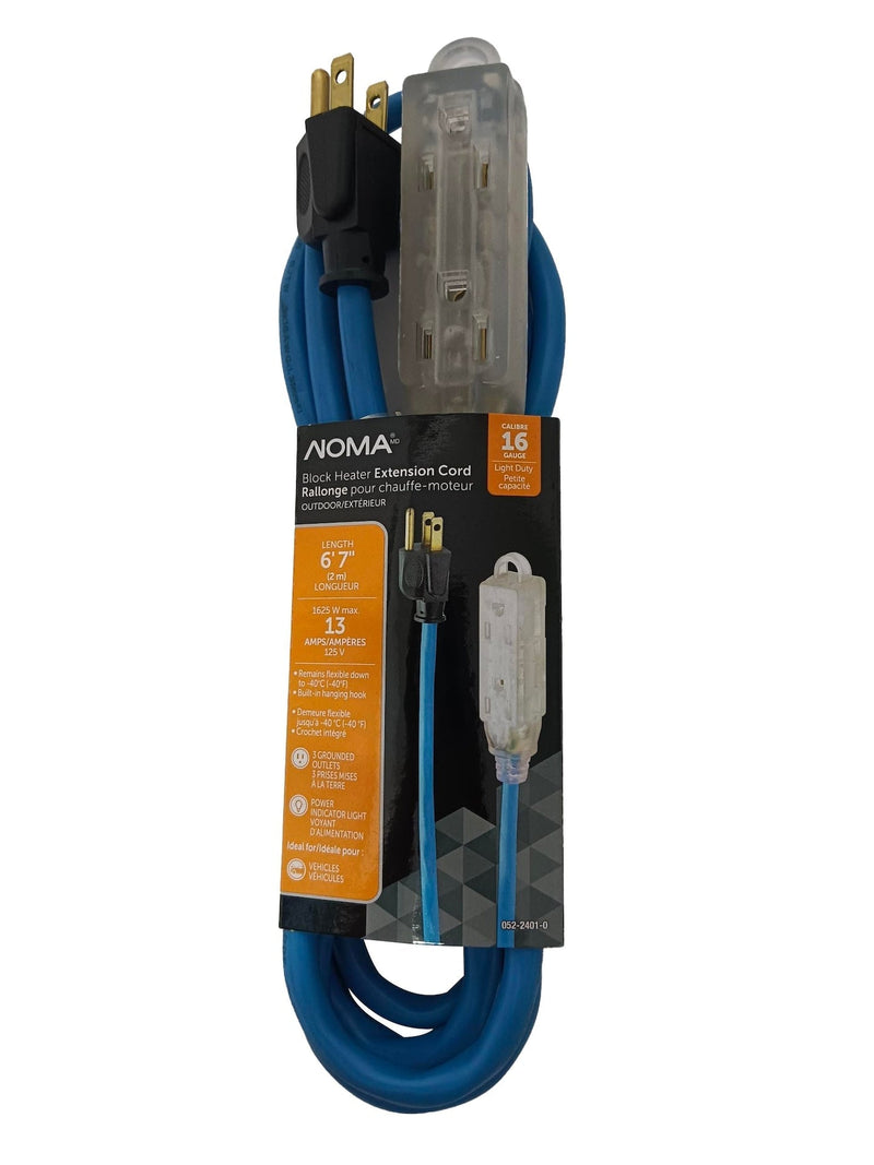 16/3 13 Amp All-Weather Block Heater Cord with Lighted End, Blue C0B4