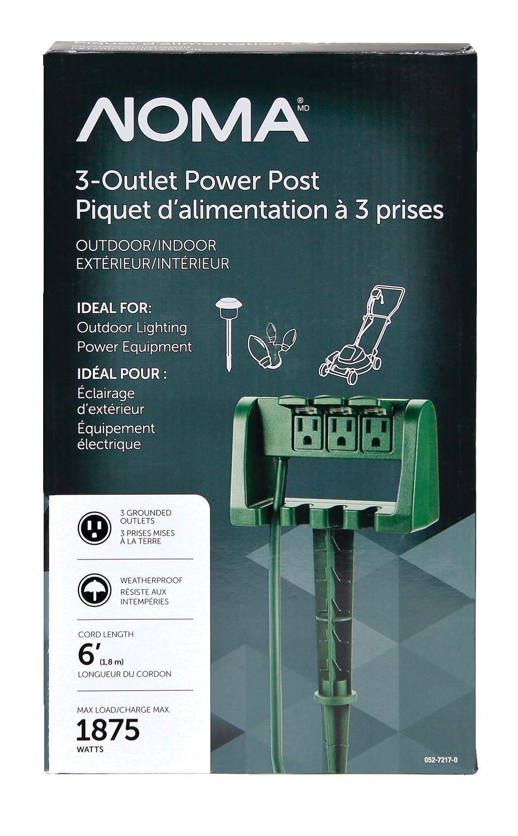 3-Outlet Outdoor Power Stake with 6-ft Cord, Green P7D9 - product image 2