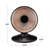 Oscillating Parabolic Dish Portable Radiant Electric Space Heater, 1000W, Black J4O0 - product image 5