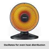Oscillating Parabolic Dish Portable Radiant Electric Space Heater, 1000W, Black J4O0 - product image 6