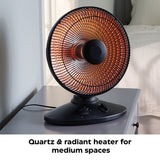 Oscillating Parabolic Dish Portable Radiant Electric Space Heater, 1000W, Black J4O0 - product image 7