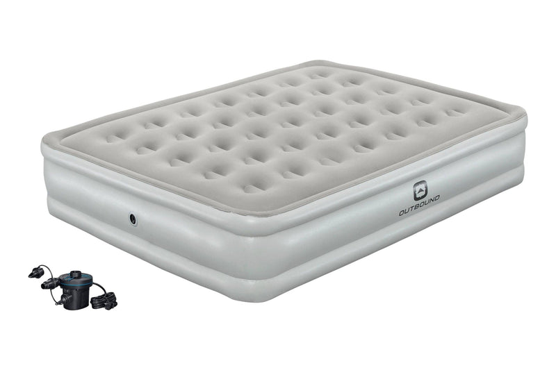 Queen Flocked Double-High Inflatable Air Mattress/Airbed with 110V Pump & Carry Bag D0P0