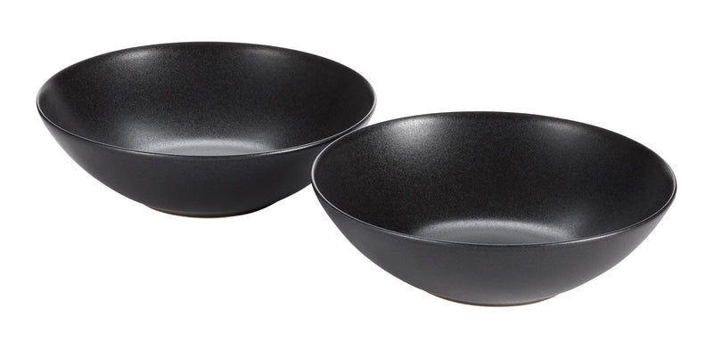 Dorset Large Coupe Stoneware Bowl Set, Oven Safe, 2-pk, Black Reactive E9K6