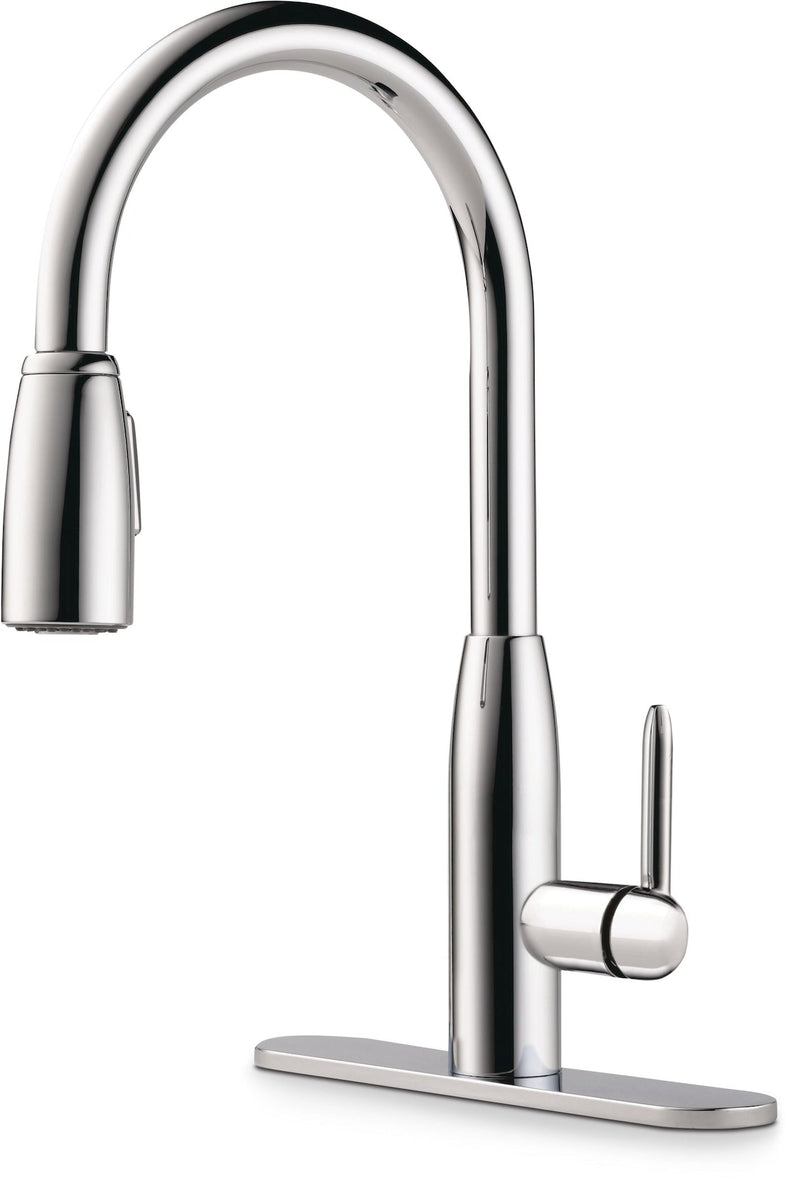 Tunbridge Single Handle High Arc Pull Down Kitchen Faucet, Chrome F7T7