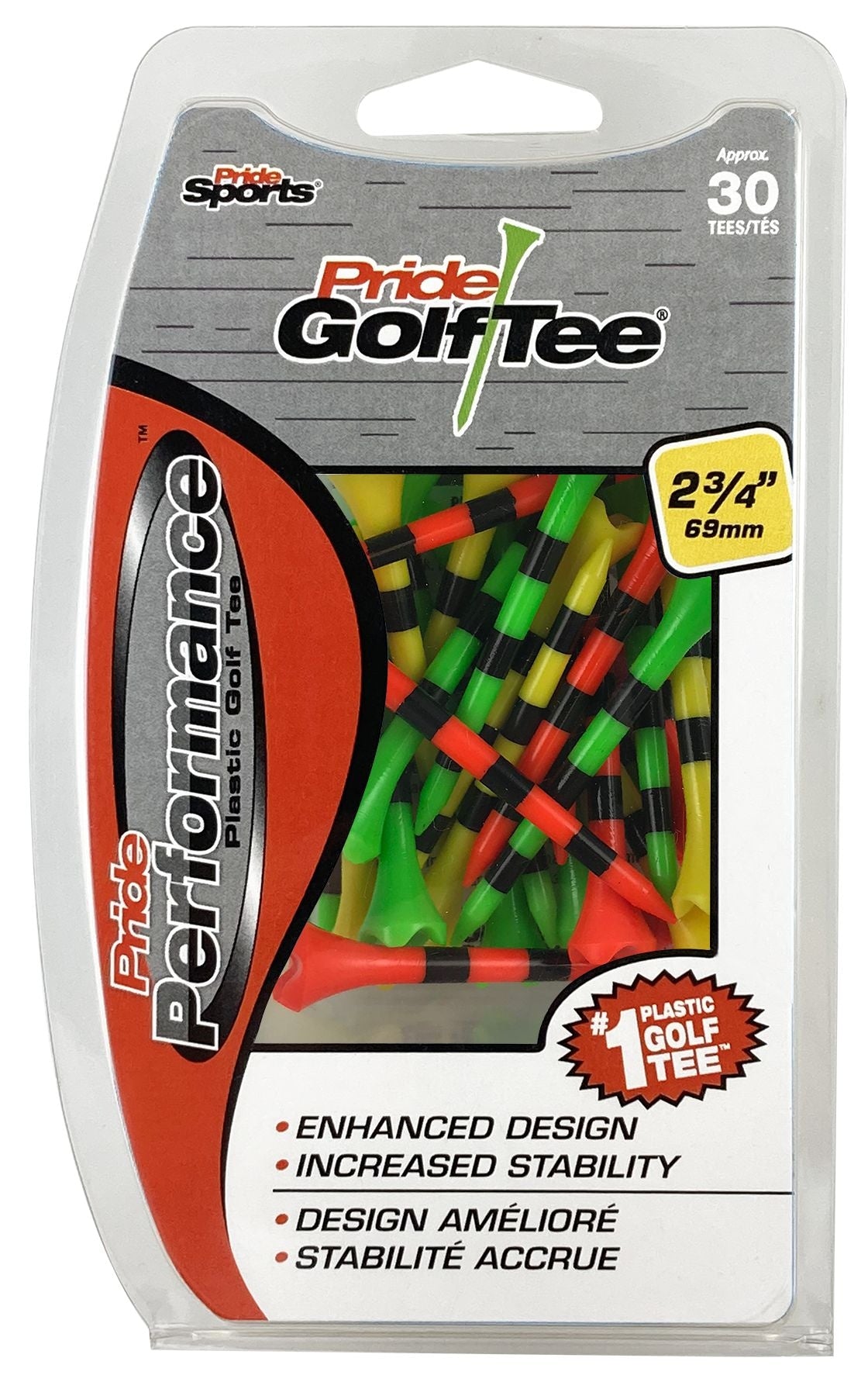 Performance Plastic Golf Tee, 2-3/4-in, 30-pk, Fruit Mix/Stripes Assorted Colours F5P1 - product image 1