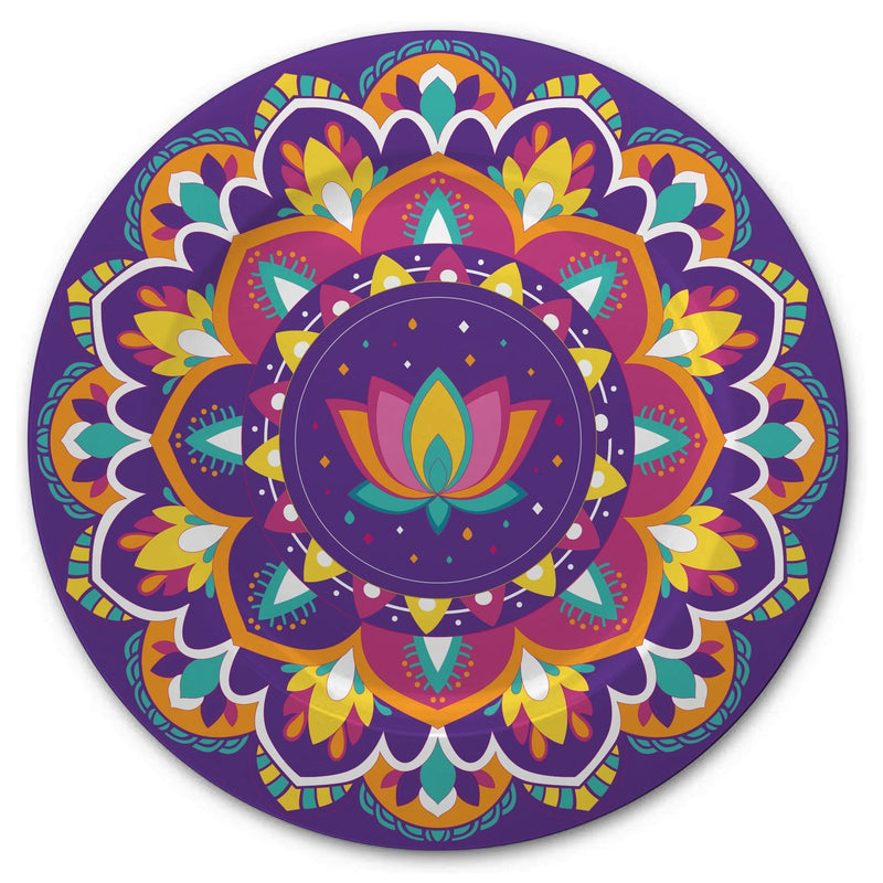 Patterned Plastic Reusable Serving Platter, Multi-Coloured, 13.5-in, for Diwali Z0Q7