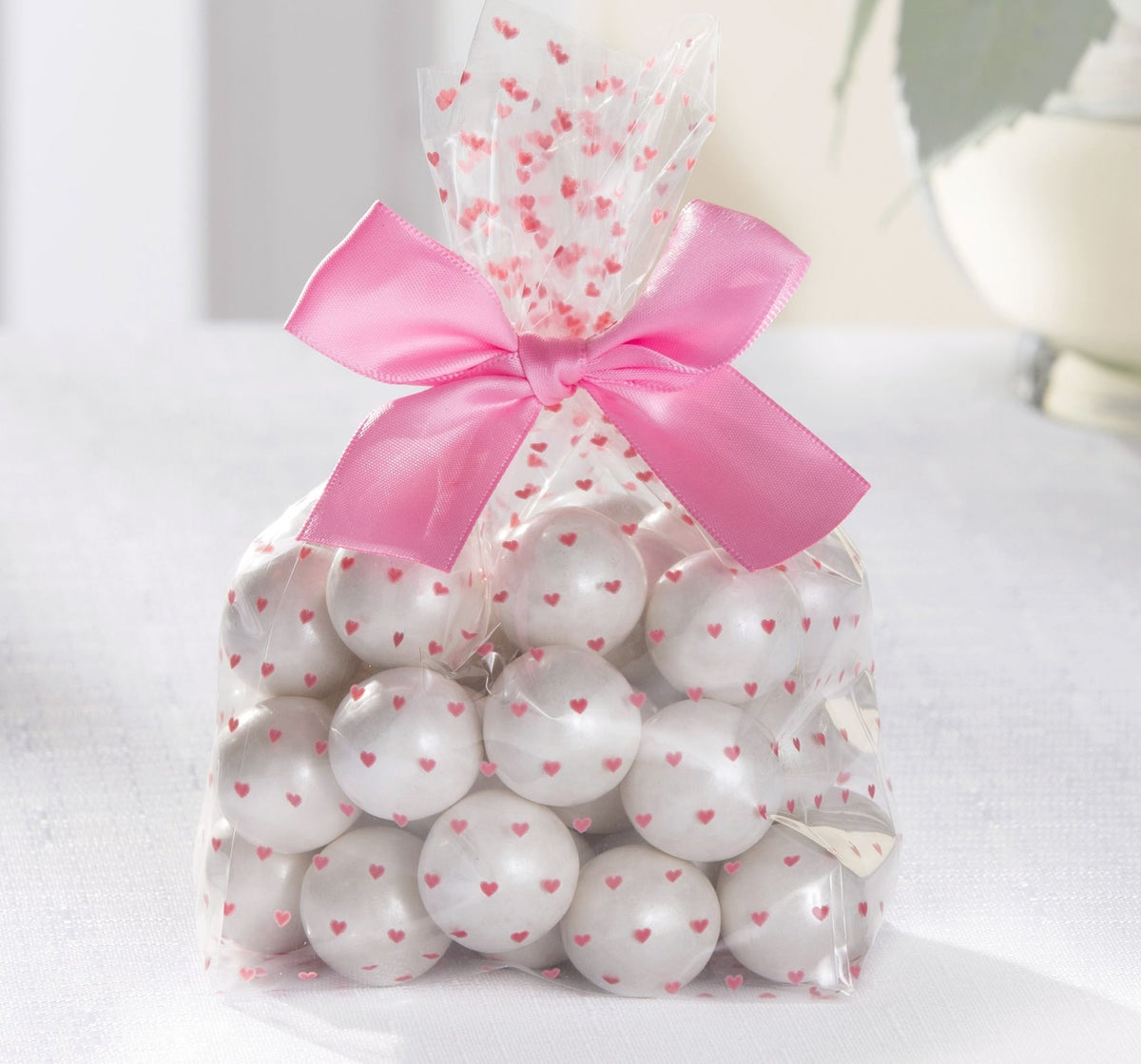 Cello Treat Party Bags, Pink/Clear, Hearts, 10-in, 12-pk, for Gender Reveal/Baby Shower O3P2 - product image 1