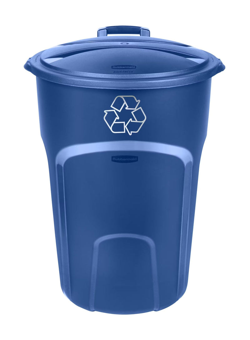 Plastic Circular Wheeled Recycling Blue Box with Handle, 121-L R7M7