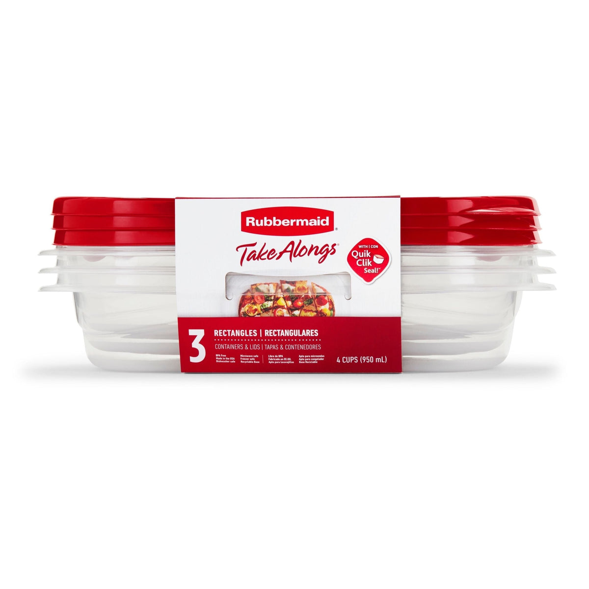 TakeAlong Rectangle Plastic Food Storage Container Set with Quik Clik Seal Lid, 6-pc W7P1 - product image 1