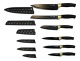 Knife Set with Covers, Black/Gold, 12-pc C1U9 - product image 1