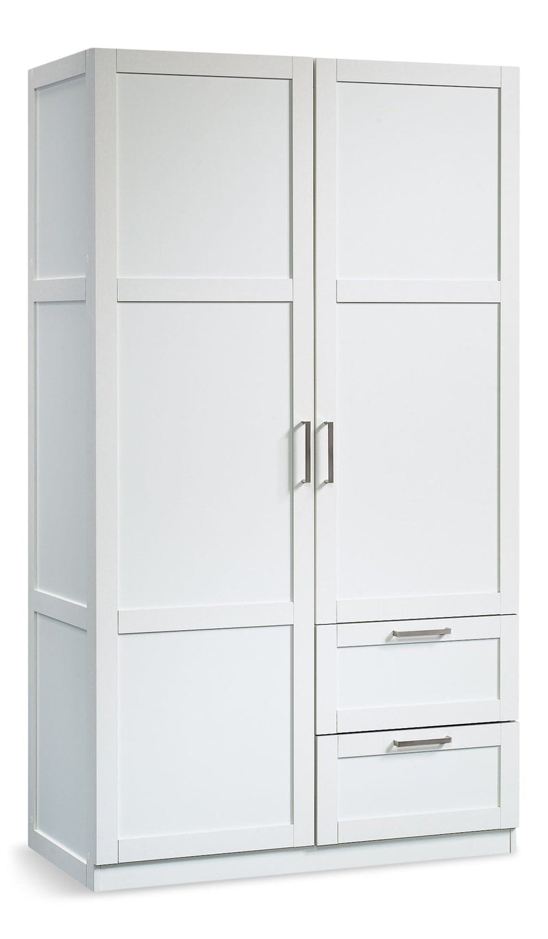 2 Door 2 Drawer Wardrobe, White T4R6