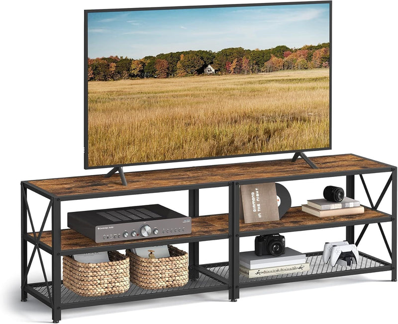 Home 70-in 3-Tier Industrial Rustic Brown TV Stand L3V8