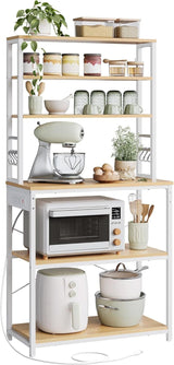 Home Oak/White Baker's Rack with 4 AC Outlets V3H5 - product image 1
