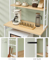 Home Oak/White Baker's Rack with 4 AC Outlets V3H5 - product image 2