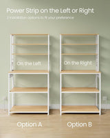 Home Oak/White Baker's Rack with 4 AC Outlets V3H5 - product image 3