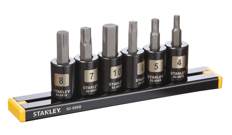 Professional Grade Black Chrome Hex Bit Socket Set, Metric, 6-pc F9E9