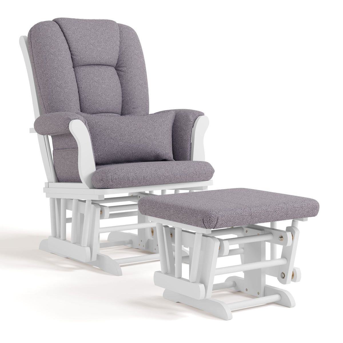 Tuscany Glider & Ottoman Set with Matching Lumbar Cushion, White with Grey Swirl B0B4 - product image 1