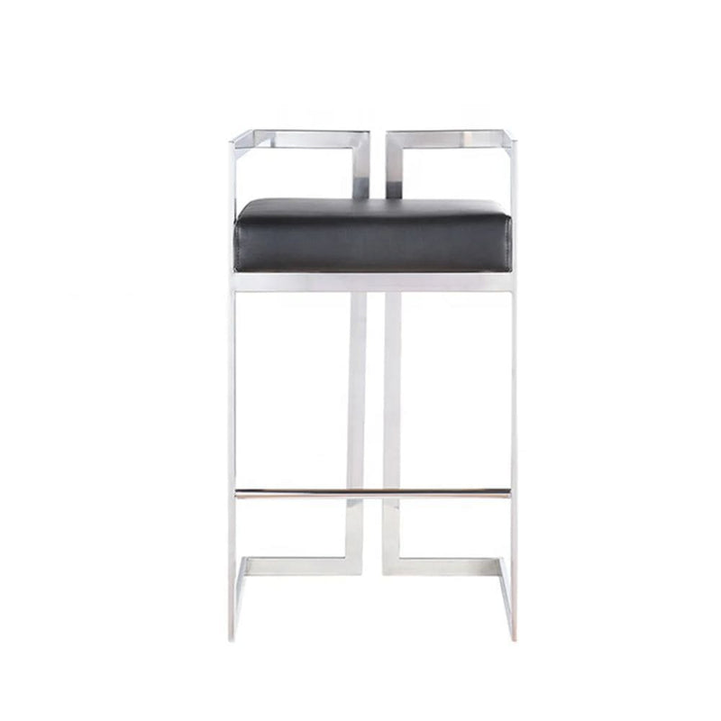 Me Home Black Cushioned Harvey Stool with Silver Frame H7H5