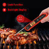 Waterproof Digital Instant-Read Folding Meat Thermometer with Swivel Probe, Black/Red V6Y6 - product image 1