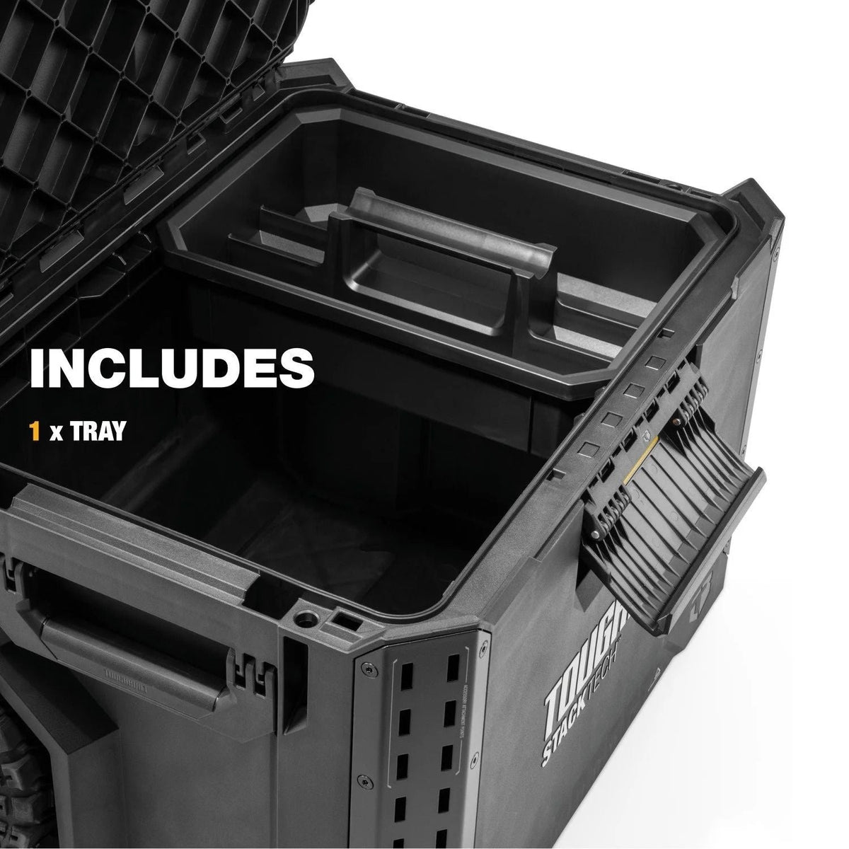 StackTech Portable Modular Plastic/Metal Rolling Tool Box with Handle and Inner Tray, IP65-Rated, Black W1U1 - product image 2