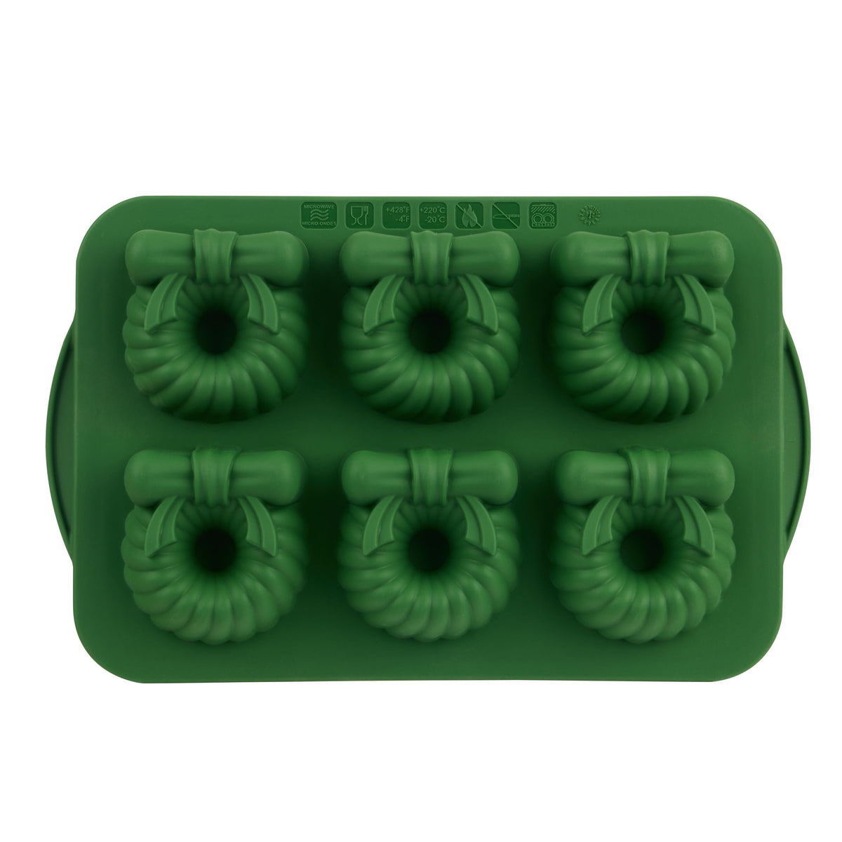 Green Steel/Silicone Wreath Cake Pan, 6-pk J1G1 - product image 1