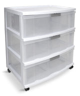 type A Element Clear Frame 3-Drawer Storage Tower/Cart with Wheels, Lockable, 25-in, White M0H1 - product image 1