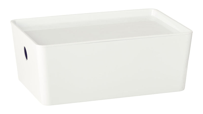 type A Flexible Storage Bin with Lid, White, 3.8-L L4C7